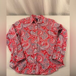 Chaps Men’s Red Paisley Button-Down Shirt | Long Sleeve Classic Fit